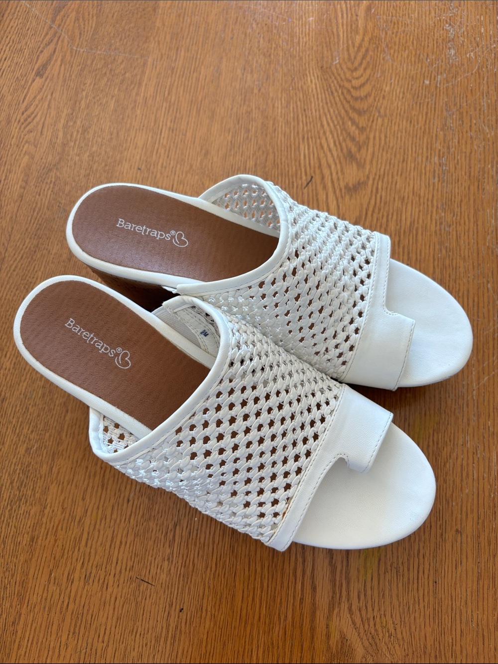 BareTraps White Woven Slide Mules